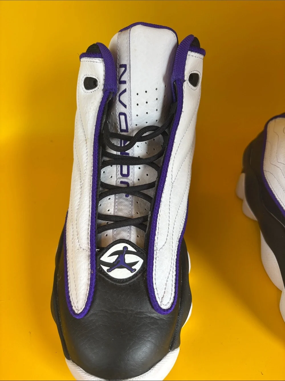 Air Jordan Kids Basketball Shoes - White, Black & Purple Size 6Y